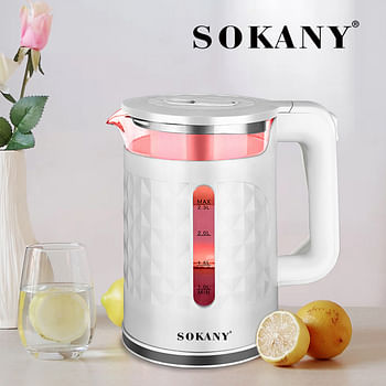 SOKANY Glass Water Boiler 2.3lt 2000W with Lighting Change depending on the temperature, SK-1028 random color