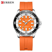 Curren 8448 Men's Quartz Watch Silicone Strap Fashion Sports Waterproof / Orange