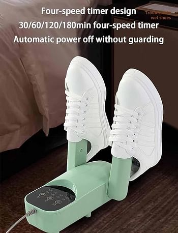 Boots Dryer Electric Shoe Dryer w/Adjustable Drying Rack & 30/60/120/180min Timer Glove Dryer & Boot Warmer for Sweaty Shoes Sneakers Green