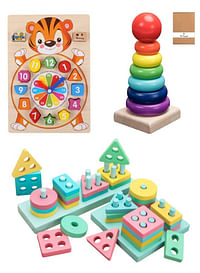 57 قطعة من لعبة التفكير المنطقي التفاعلية، لعبة ألغاز خشبية تفاعلية للانحناء للعقل، ألعاب للأولاد والبنات