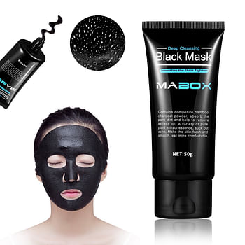 Mabox Deep Clean Blackhead Removal Mask | Bamboo Charcoal Black Mask | Deep Cleansing Peel Off Mask | Pores, Acne Treatment and Oil Control | Skin Tightening Mask