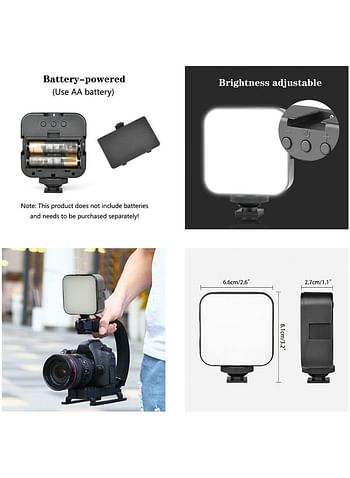 C-Type Portable Vlog Kit - LED Light Microphone Camera Bracket, Bluetooth Remote - Perfect for Vloggers, Podcasts, Live Streaming, Youtube, AY-49U - Black