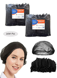 Gesalife 200 قطعة قبعات استحمام للاستعمال مرة واحدة غير منسوجة Mob Hair Net 19 بوصة أسود