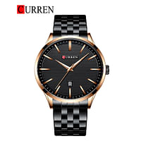 Curren 8364 Original Brand Stainless Steel Band Wrist Watch For Men / All Black