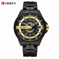CURREN 8333 -Original Brand Stainless Steel Band Wrist Watch For Men BLACK