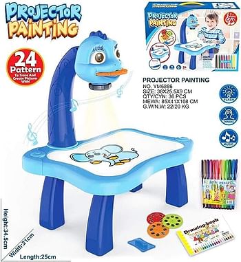 Child Learning Desk With Smart Projector, Kids Educational Painting Table Light Music Children Projection Drawing Playset Table, Birthday Gift For Boys Girls