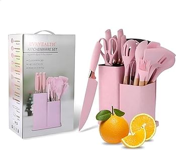 19 pcs Silicone Kitchen Spatula Set Cooking Utensil Set Non-Stick & Non-Toxic Cooking Tools,Kitchen Tools, Silicone Cooking Utensils, Includes Tongs, Spatula, Turner, Ladle - random color