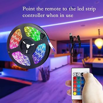 5M USB TV LED Strip Light with Remote Control 2pcs combo pack - 16 Vibrant Colors, Easy Manual Control, Adjustable Color Temperature for Stunning Home Entertainment Ambiance