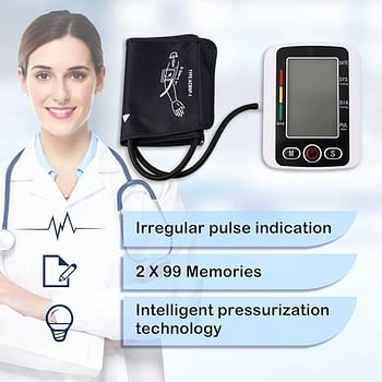 Blood Pressure Monitors for Home use with Cuff Arm,Automatic Blood Pressure Machine Upper Arm for 2 Users BP Machine with Battery White & Black
