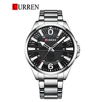 CURREN Original Brand Stainless Steel Band Wrist Watch For Men 8389 Silver Black