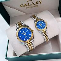 Galaxy Beautiful couple watches Fashion stainless steel chain watches Set of two S/G