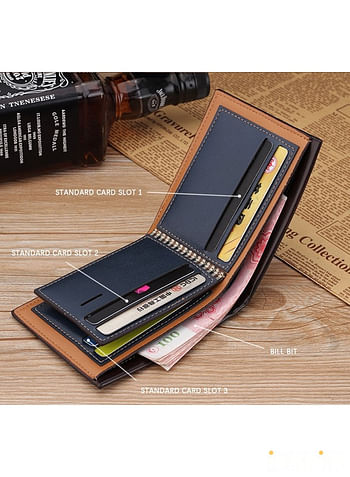 Men Leather Wallet Durable Bifold Design with Multiple Card Slots Ocean Blue