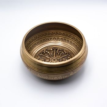 Authentic Handcrafted Himalayan Singing Bowl from Nepal with Golden Unique Pattern | Enhance Healing, Mindfulness, Meditation, and Yoga Experience | Traditional Wooden Striker Included