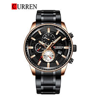 CURREN 8362 Original Brand Stainless Steel Band Wrist Watch For Men - Black and Gold