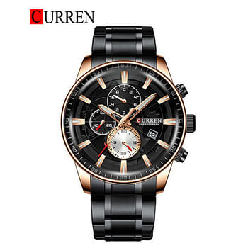 CURREN 8362 Original Brand Stainless Steel Band Wrist Watch For Men - Black and Gold