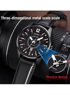 SKMEI Men Quartz Watch Band Date Leather Watch Band Life Waterproof Watch Fashion Business Style For Men 1993