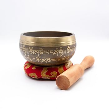 Authentic Himalayan Endless Knot Singing Bowl Single Set Handcrafted in Nepal (300 grams) Includes Traditional Wooden Striker and Silk Cushion – Ideal for Healing, Mindfulness, Meditation, and Yoga