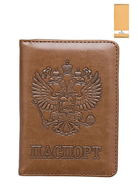 نحن سعداء يسافر   جراب حامل بطاقة الهوية لجواز السفر بغطاء RFID يحجب محفظة جلدية بنية روسيا