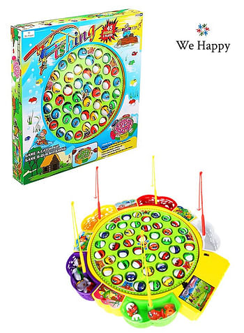 We Happy Fishing Game Toy Set with Rotating Board Includes 45 Fishes and 5 Fishing Rodes Amazing Activity for Kids