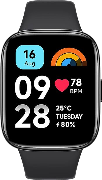 Xiaomi Redmi Smart Watch 3 Active Black| 1.83 Inch Big LCD Display, 5ATM Water Resistant, 12 Days Battery Life, GPS, 100+ Workout Mode, Heart Rate Monitor, Full Scale Fitness Tracking