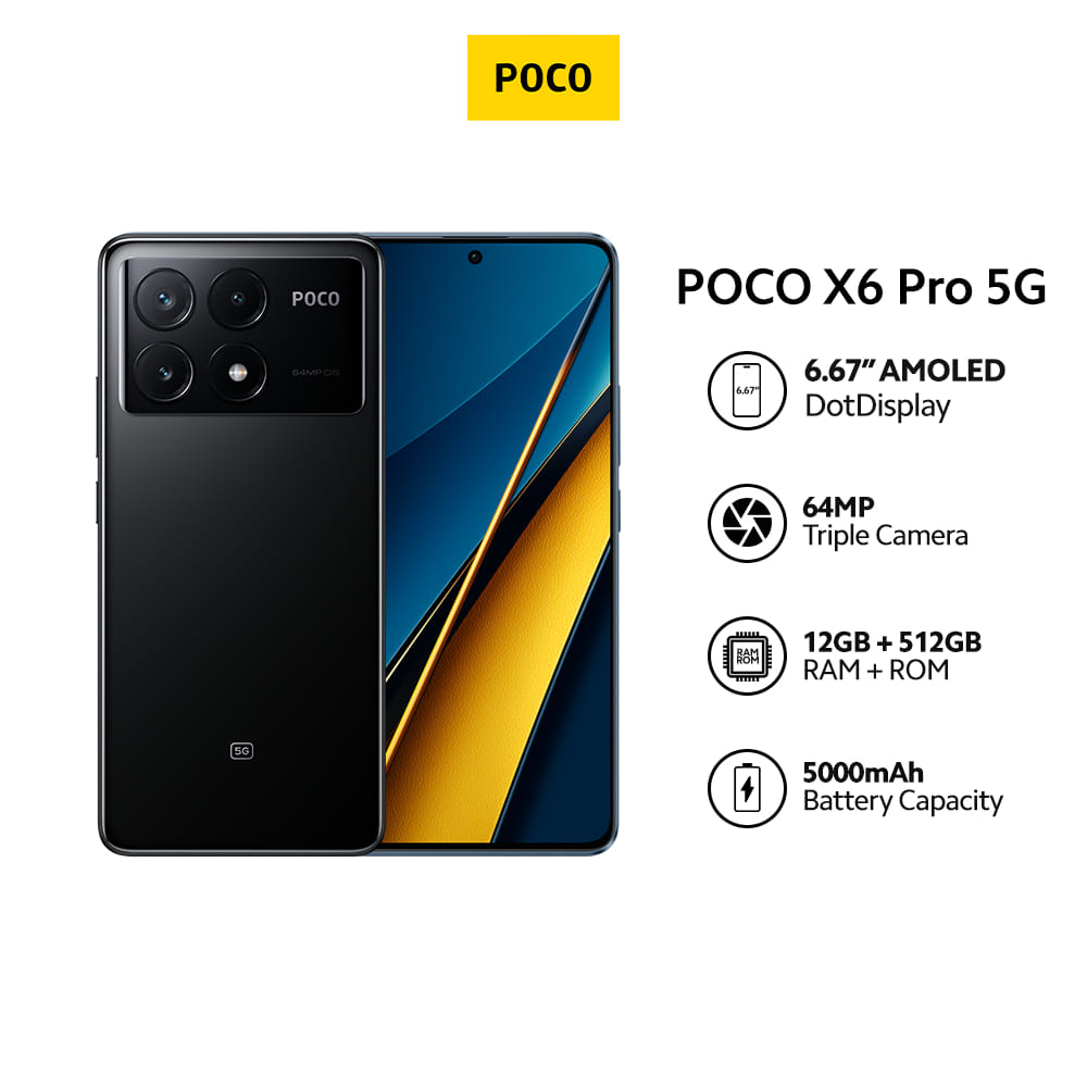 POCO X6 Pro 5G ブラック 12GB RAM 512GB ROM Xiaomi Poco X6 PRO 5G GSM Global Unlocked (512GB+12GB) 6.67