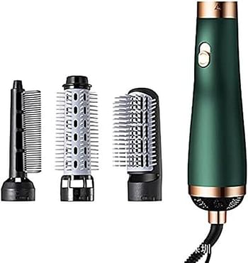 Electric Hair Dryer Blow Dryer Comb Rotating Hot Air Brush 3 In 1 Hairdryer Hair Blower Brush Hair Curler Auto Curling Iron (Green)