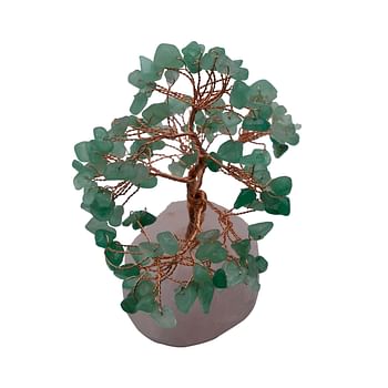 Natural Rose Quartz with Green Aventurine Crystals Tree