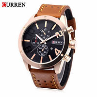Curren 8243 Original Brand Leather Straps Wrist Watch For Men  Brown/Rose Gold
