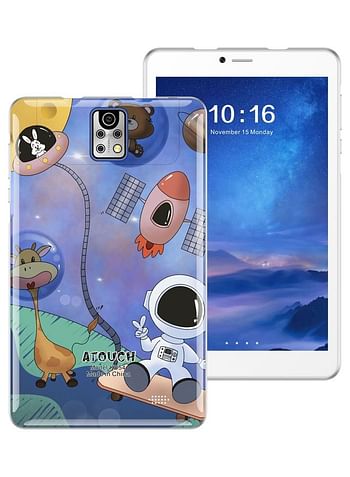 ATOUCH Early Education For Kids, 8 Inch Smart Android Tablet Wi-Fi Bluetooth Dual SIM Zoom and Homely Cindy Kids App Supported Picture Tablet with EVA Case Blue