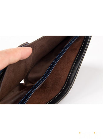 محفظة رجالية جلدية تصميم ثنائي الطي متين مع فتحات بطاقات متعددة بني فاتح