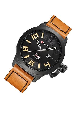 Men's Alloy Analog Wrist Watch WT-CU-8270-B2 - 44 mm -Brown