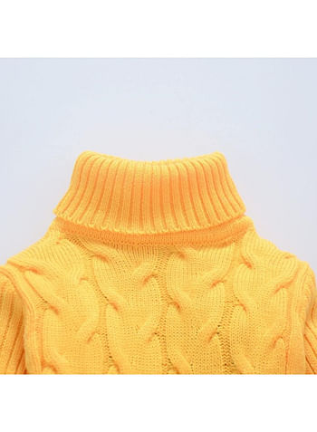 We Happy Baby Boys Girls Sweater Kids Cable Knit Turtleneck Long Sleeve Chunky Warm Pullover Top -Yellow-3 To 4y