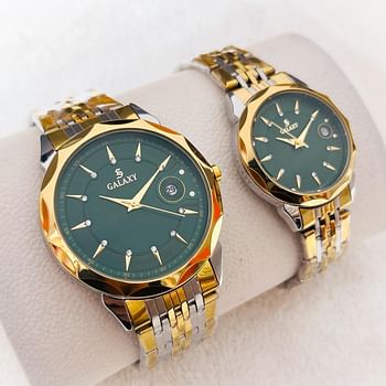 Galaxy 2363 Stailess Steel Water Resistant Analog Couple Watch.