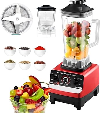 Houmt New Silver Crest Blender 4500w Heavy Duty Juicer Commercial Blender Mixer with 2 Jars Speed Grinder for Home Shop and Ice Smoothies SC-1589