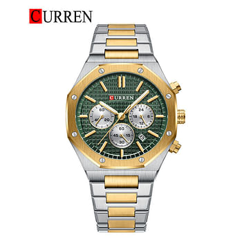 Curren 8440 Original Brand Stainless Steel Band Wrist Watch For Men Silver Gold Green