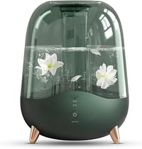 Deerma F329 Crystal Clear Ultrasonic Cool Mist Humidifier 5L Capacity Silent Aromatherapy Diffuser Transparent Water Tank |Water Mist System | 25W Power | Water Shortage Protection | 36dB - Green