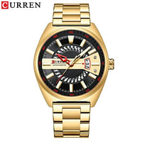 CURREN 8403 Original Brand Stainless Steel Band Wrist Watch For Men Gold