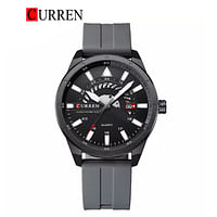 Curren 8421 Original Brand Rubber Straps Wrist Watch For Men / Black