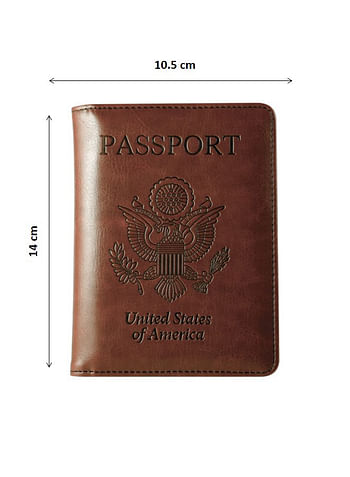 We Happy Travel Passport ID Card Wallet Holder Cover RFID Blocking Leather Purse Case USA Brown