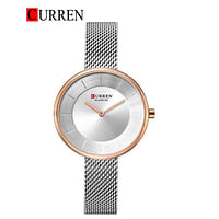 Curren 9030 Original Brand Mesh Band Wrist Watch For Women / Silver