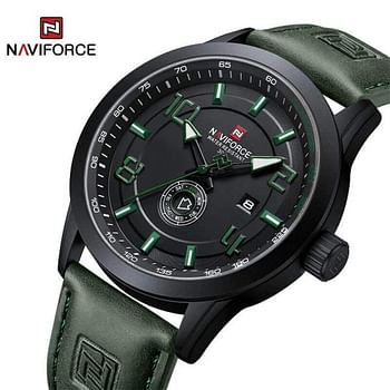 ساعة يد نافي فورس NF9229 كلاسيكية للأعمال والتاريخ واليوم، كوارتز تناظرية للرجال باللون الأخضر