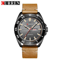 Curren 8272 Original Brand Leather Straps Wrist Watch For Men - Brown and Black