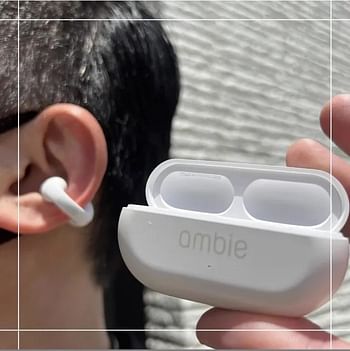 True Wireless Earbuds AM-TW01 AMBIE, Earcuffs Upgrade Pro Bluetooth Ear Clips - White