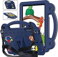 KM Shockproof Case Compatible with iPad 9th 10.2 Inch 2021 I pad pro 10.5 inches 2017 Ipad Air 3 10.5inches 2019 Kids Cover with Pencil Holder/Handle/Stand - Navy Blue