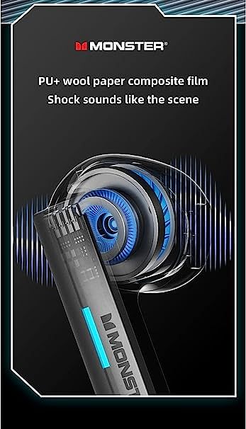 Monster XKT11 Gamer Earphone Bluetooth 5.2 True Wireless Earbuds Low Latency Noise Reduction Headphones Gaming Headset With Mic (Blue)