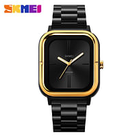 Skmei 2275 fashion Custom Logo male quartz watch latest Stainless steel band water resist Simple business reloj watch Black Gold