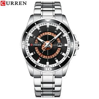 CURREN 8359 Original Brand Stainless Steel Band Wrist Watch For Men Silver/black