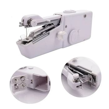 Portable Mini Electric Handheld Sewing Machine Travel Household Cordless Stitch Sew Quick Stitch White