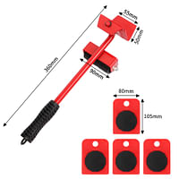 1 Set Heavy Furniture Move Roller Tools Furniture Lifter 4 Mover Roller 360 Degree +1 Wheel Bar Rotatable Max Up 150KG