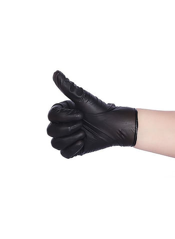 Pack of 3 Powder Free Disposable Vinyl Black Gloves Medium Size 300 Pieces